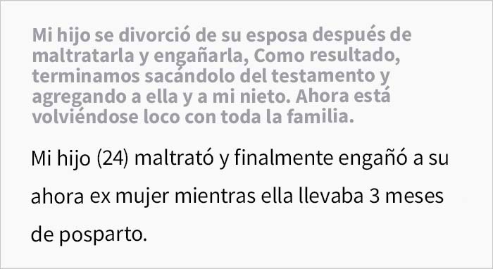 Este hombre fue infiel y sus padres le dan una lección sustituyéndolo en su testamento por su esposa y su bebé