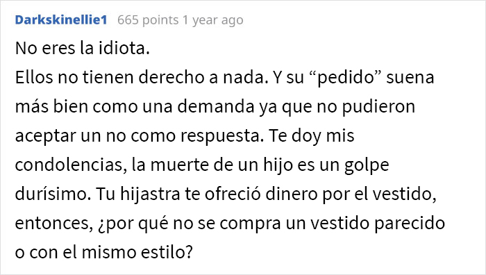 Esta madre pregunta si se equivocó al negarse a prestarle a su hijastra el vestido de boda de su hija fallecida