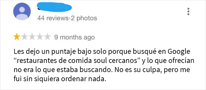 “No es su culpa”, escribe y procede a reseñarlos con una estrella