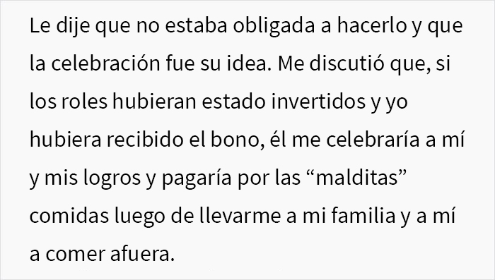 “Insistió en que yo pagara”: Este hombre organizó una gran cena de celebración familiar y se enojó con su esposa cuando ella solo pagó por su propia comida