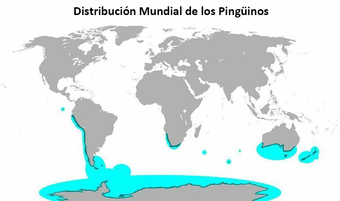 Distribución mundial de los pingüinos