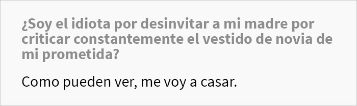 Esta novia eligió un vestido que no le gusta a su suegra, ella le compra otro y su hijo se enfada