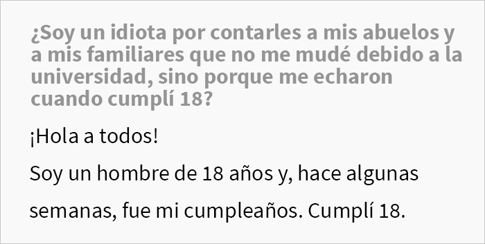 Estos padres echaron a su hijo de casa al cumplir 18 años, y se enfadan cuando este se lo cuenta a su abuelo