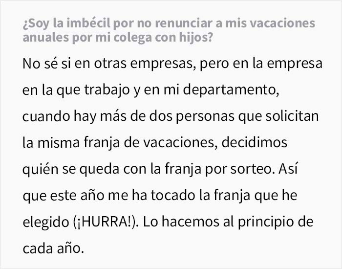 Esta mujer sin hijos se niega a ceder su licencia anual a una compañera con 4 hijos, y se produce un drama en la oficina