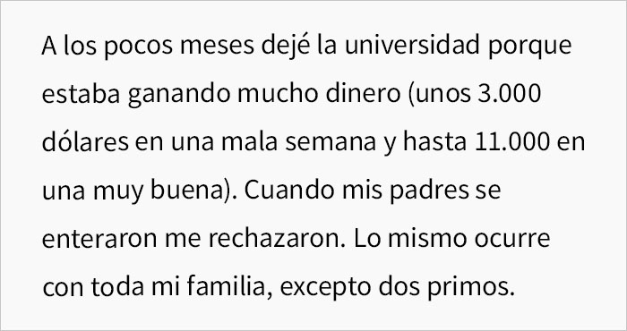 Esta mujer no quiere ayudar a sus padres con dificultades económicas porque renegaron de ella hace 9 años