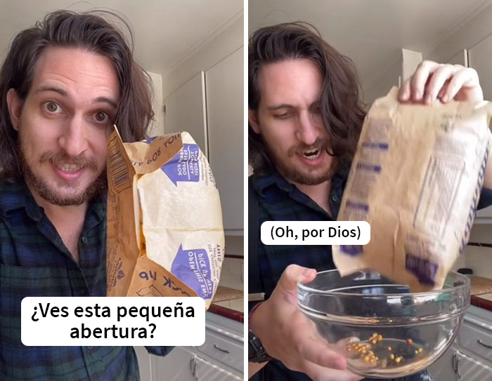 Se supone que, en esta pequeña abertura, puedes sacudir los granos de maíz que no se cocinaron