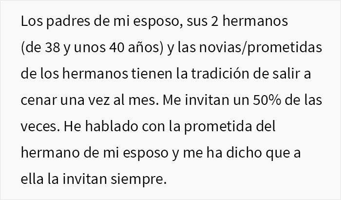 A esta mujer casi nunca la invitan a las cenas de la familia de su marido, así que se coló en una y no les hizo gracia