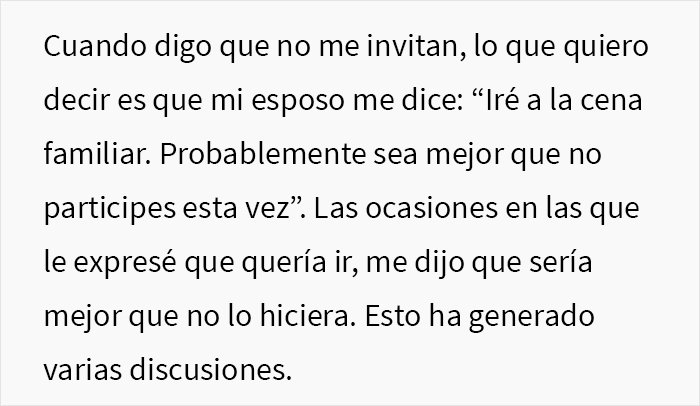 A esta mujer casi nunca la invitan a las cenas de la familia de su marido, así que se coló en una y no les hizo gracia