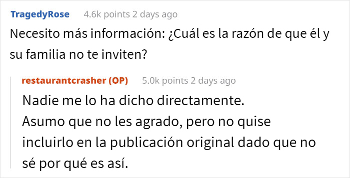 A esta mujer casi nunca la invitan a las cenas de la familia de su marido, así que se coló en una y no les hizo gracia