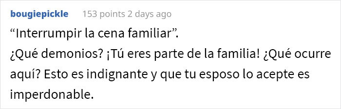 A esta mujer casi nunca la invitan a las cenas de la familia de su marido, así que se coló en una y no les hizo gracia