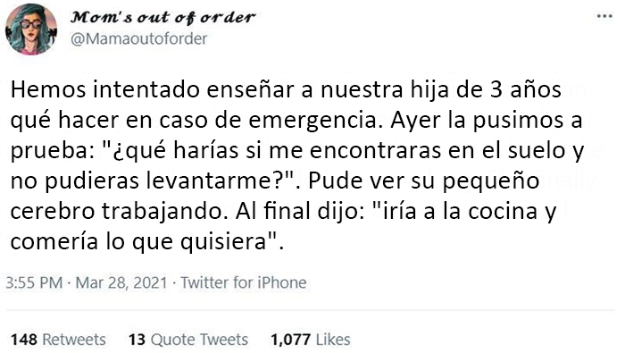 La niña tiene sus prioridades claras