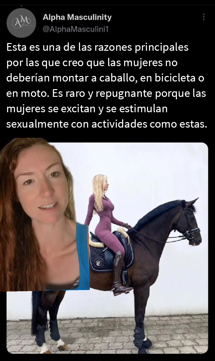 Este hombre es ridiculizado por una Tiktoker después de hacer un hilo diciendo que las mujeres no deberían montar a caballo porque las excita sexualmente
