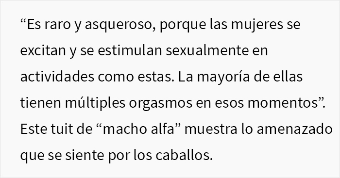 Este hombre es ridiculizado por una Tiktoker después de hacer un hilo diciendo que las mujeres no deberían montar a caballo porque las excita sexualmente