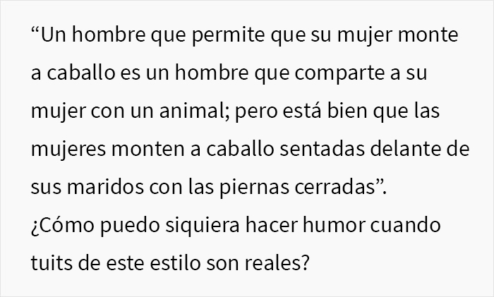 Este hombre es ridiculizado por una Tiktoker después de hacer un hilo diciendo que las mujeres no deberían montar a caballo porque las excita sexualmente