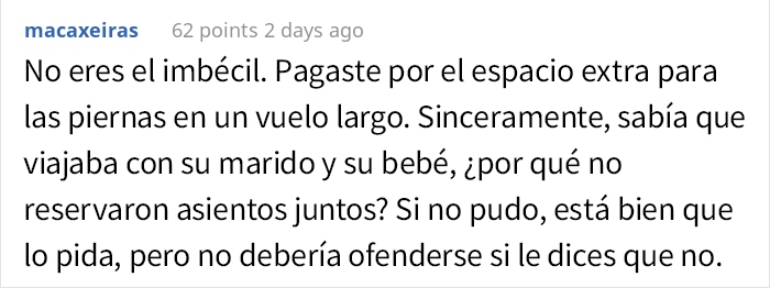 Una madre furiosa porque un chico no le cede el asiento en el avión hace comentarios sarcásticos, él recurre a Internet para preguntar cuál de los dos se equivocó