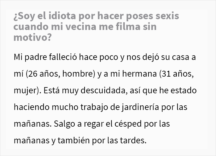 Este chico tiene que hacer poses sexys para que su vecina deje de grabarlo mientras está en su jardín