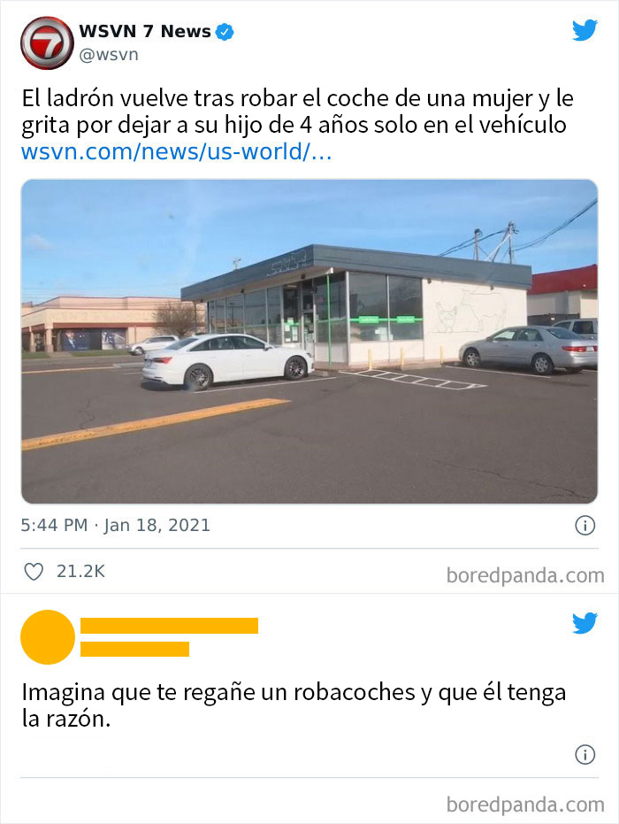 Un loco devolvió el coche después de haberlo robado. Luego le gritó a la dueña por ser mala madre