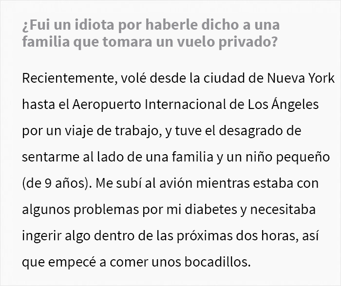 “No me importa, toma un vuelo privado”: Un pasajero le dijo a esta persona diabética que no comiera ya que su hijo tenía síndrome de Prader-Willi, pero el pasajero interpelado se negó por completo