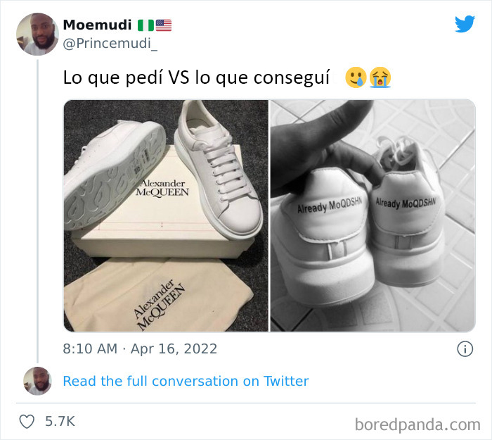 Pedí los zapatos de Alexander McQueen, y tengo los zapatos de MoQdshn