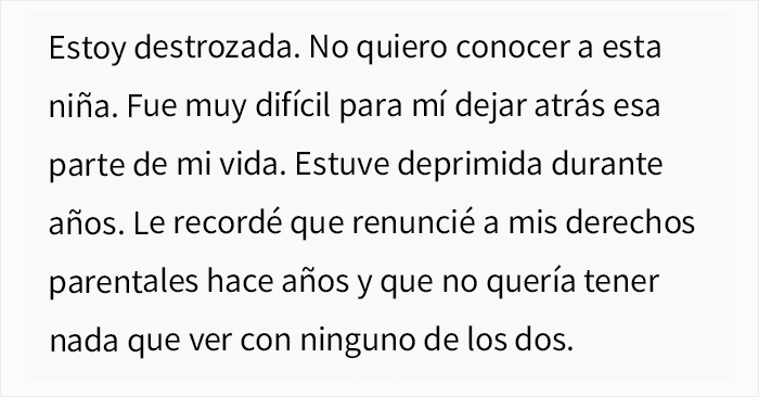 Esta mujer cedió la patria potestad de su bebé a la amante de su marido infiel y se niega a conocerla 14 años después