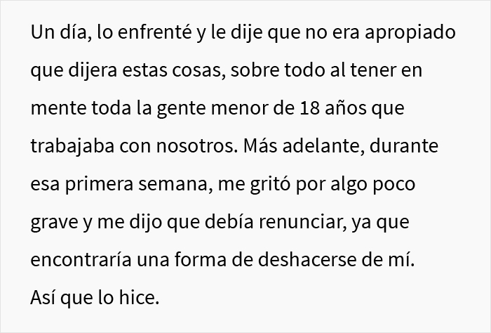 "Mi jefe me dijo que lo demandara, así que eso hice": Esta empleada de talla grande se rió la última tras demandar a su "terrible jefe"