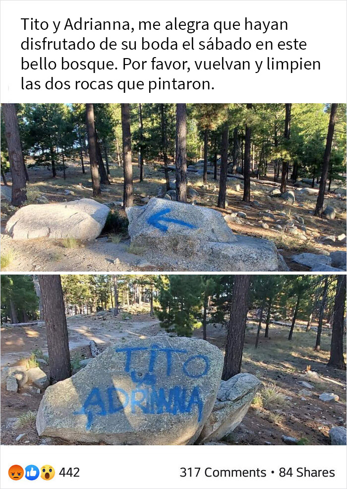 Imagínense que hacen su boda en un parque nacional y luego lo vandalizan