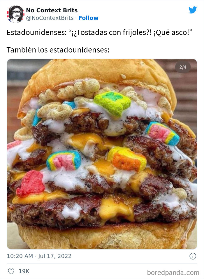 Ven, los estadounidenses hicieron esto solo para dar asco… Las tostadas con frijoles son algo que de verdad existe