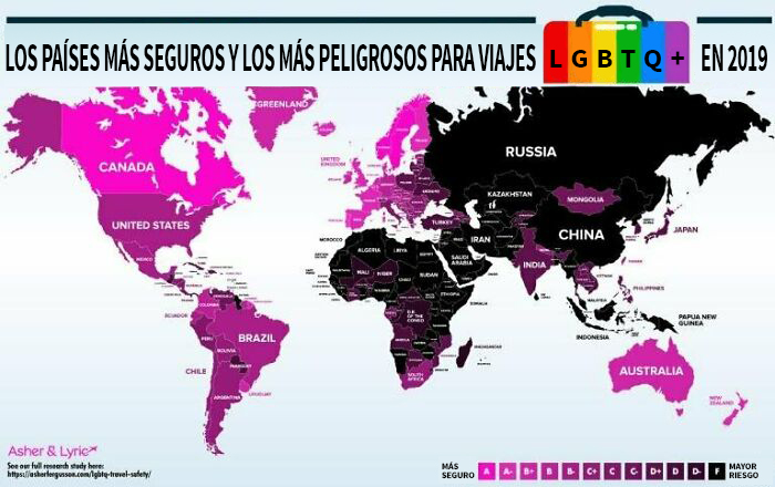 Mapa de países, de los más seguros a los más peligrosos para los viajes LGBTQ+