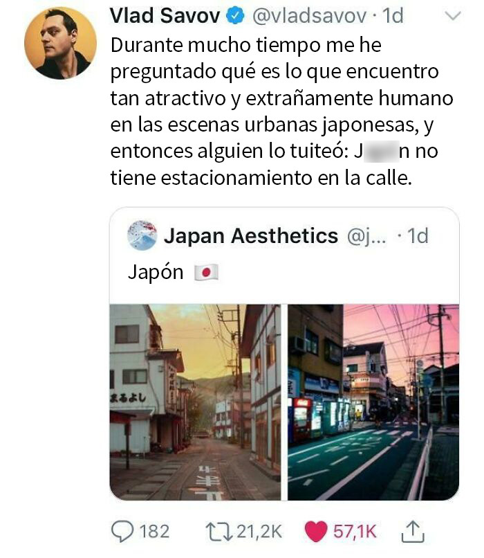 Tuit sobre la falta de estacionamiento en la calle en Japón
