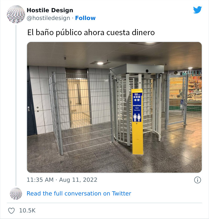 "Hostile Design": This Twitter Account Is Sharing 35 Sad And Infuriating Examples Of Design Against Humanity