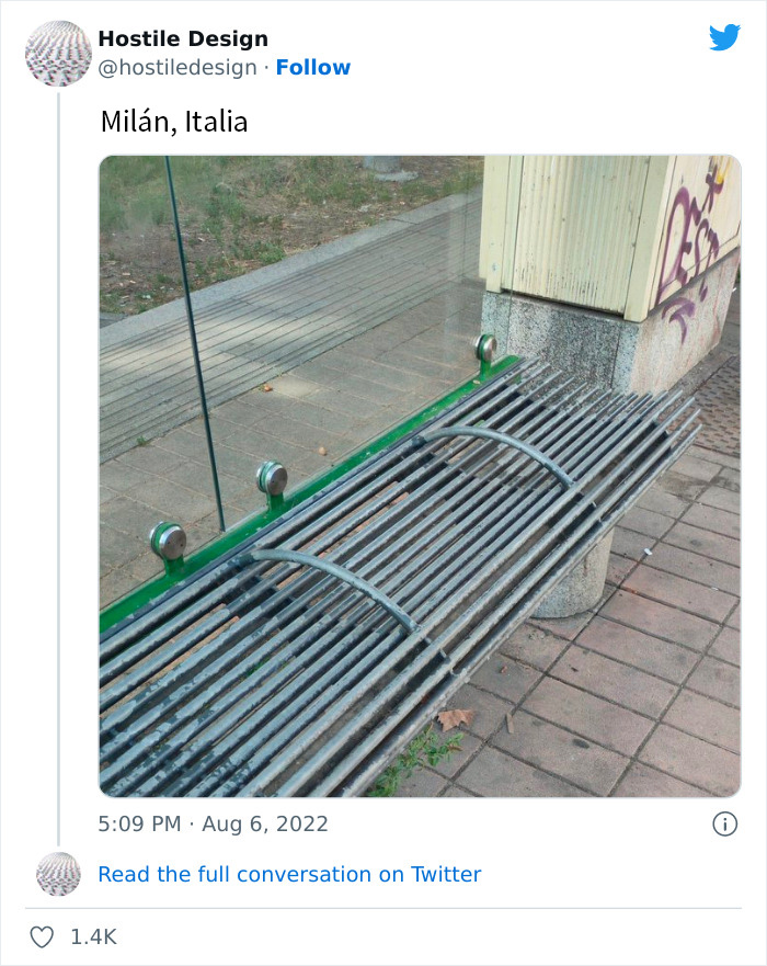 "Hostile Design": This Twitter Account Is Sharing 35 Sad And Infuriating Examples Of Design Against Humanity