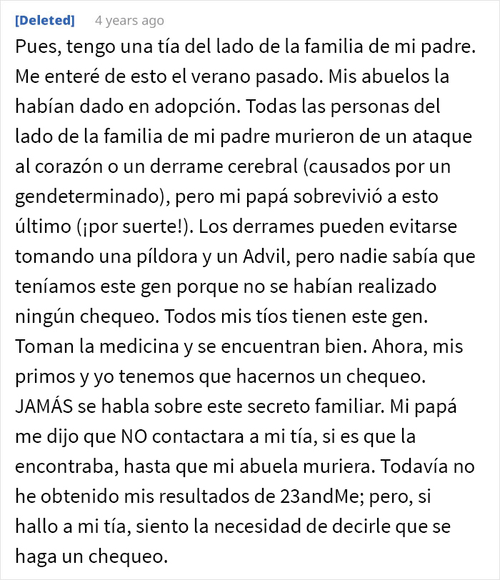 Su tía perdida hace mucho tiempo podría tener un problema de salud