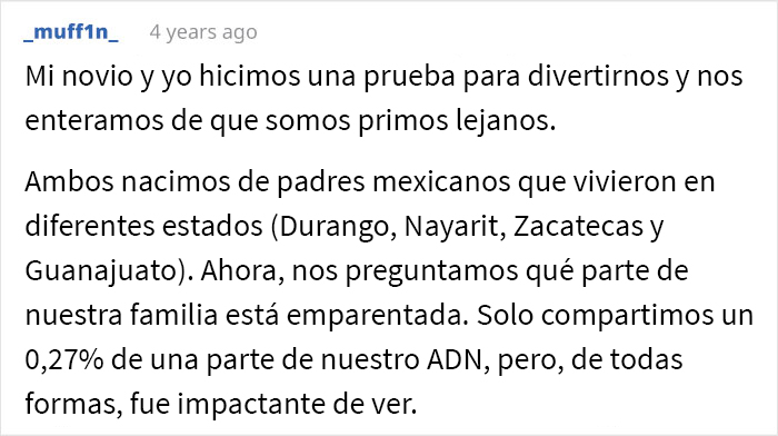 Se enteró de que su novio era su primo lejano