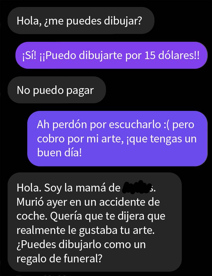 Un artista bajo pedido de Twitter recibe su primer pidón gorrón