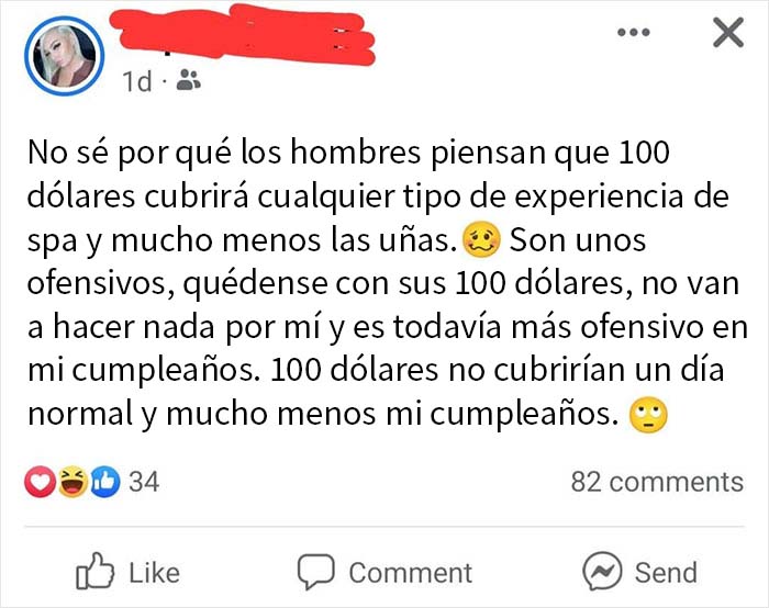 Ni siquiera se molestan con darme 100 dólares