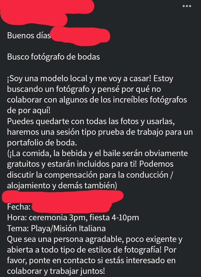 Esta modelo busca un fotógrafo de bodas gratis. Bailar será gratis para ti también