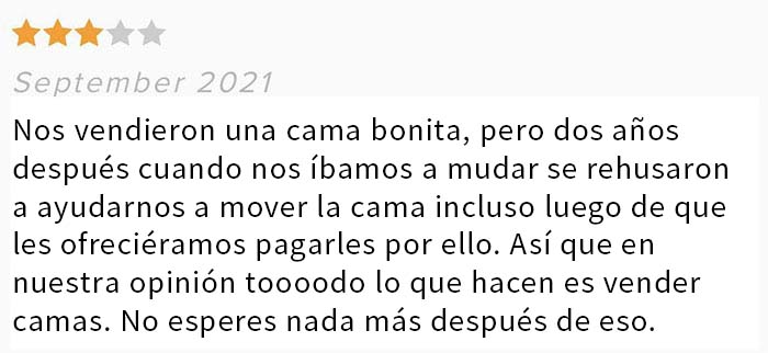 Un cliente está molesto porque una tienda de colchones... ¿no le ayuda a mudarse?