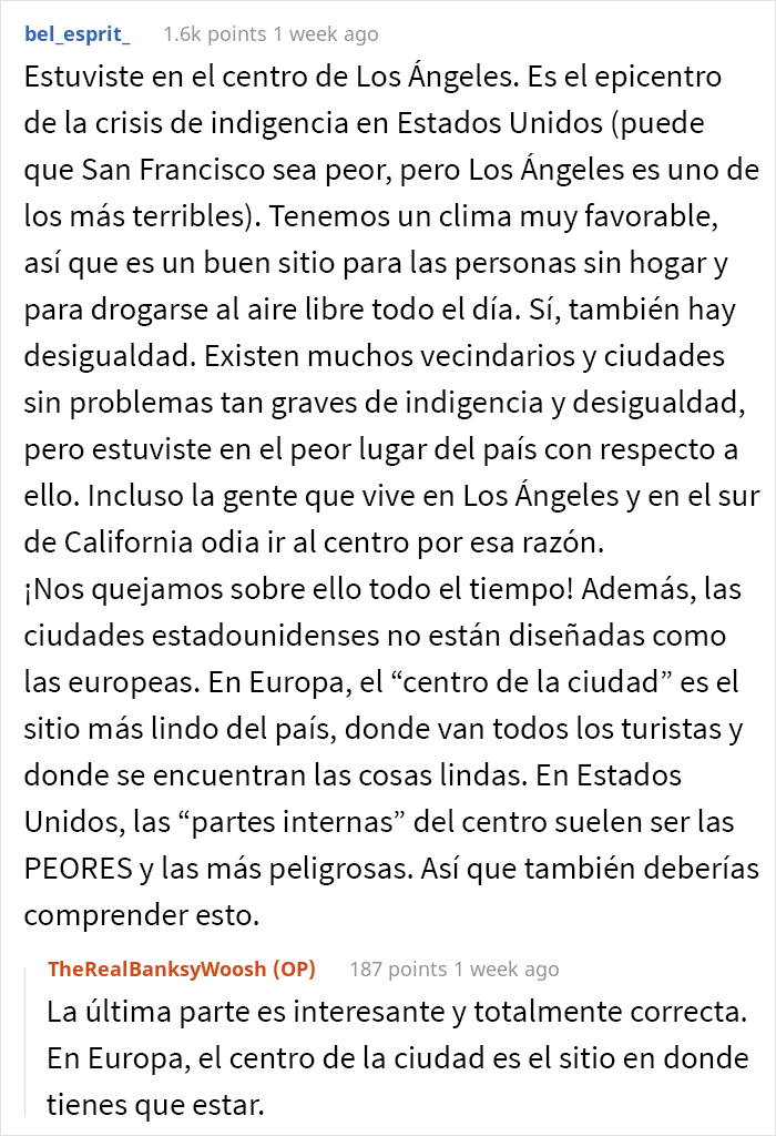 Este europeo visitó Estados Unidos por primera vez y se sorprendió y decepcionó por lo que experimentó