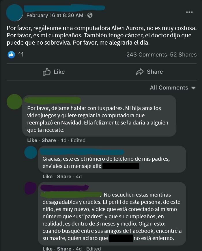 "Por favor, es mi cumpleaños. También tengo cáncer”