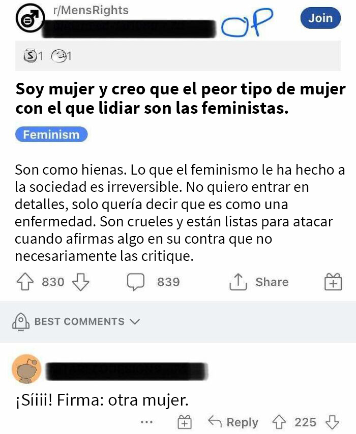 “Puaj, odio a mi propio género, son basura, por favor ¡¡¡escógeme a mí!!!”