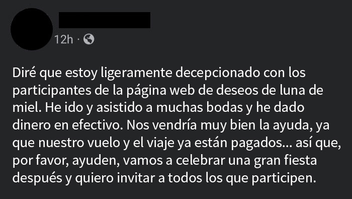 Buena parte de los gastos se los ha pagado la familia