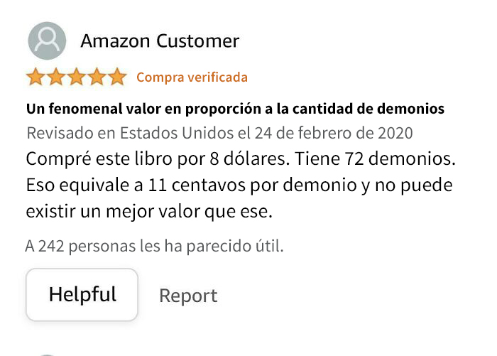 Esta reseña para un libro sobre demonios