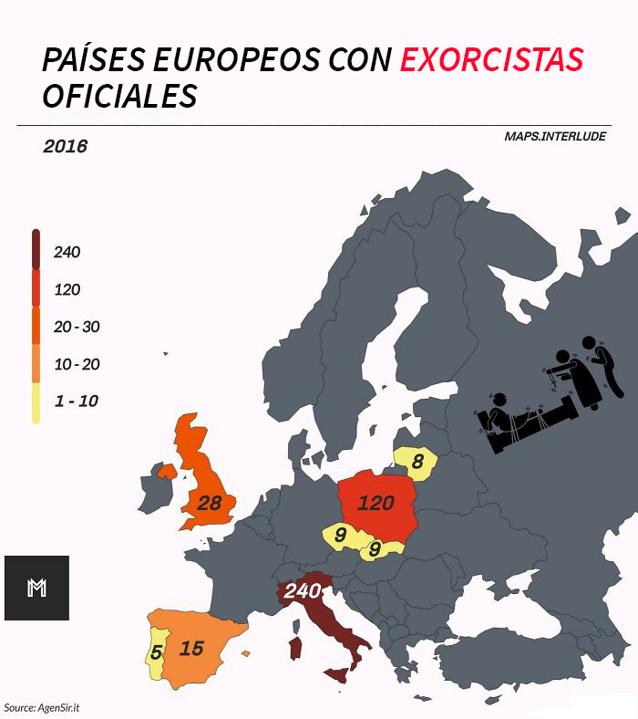 Cantidad de exorcistas en Europa