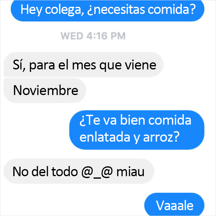 Una amiga de Facebook dijo que no podía permitirse comer después de que su novio se mudara, me ofrecí a enviarle comida