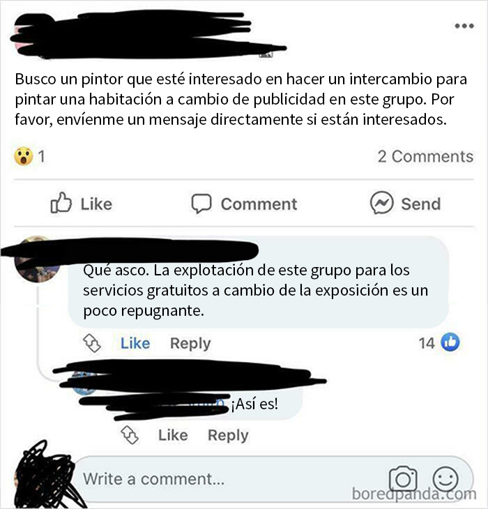 Esta mujer quería que le pinten una habitación a cambio de "visibilidad"