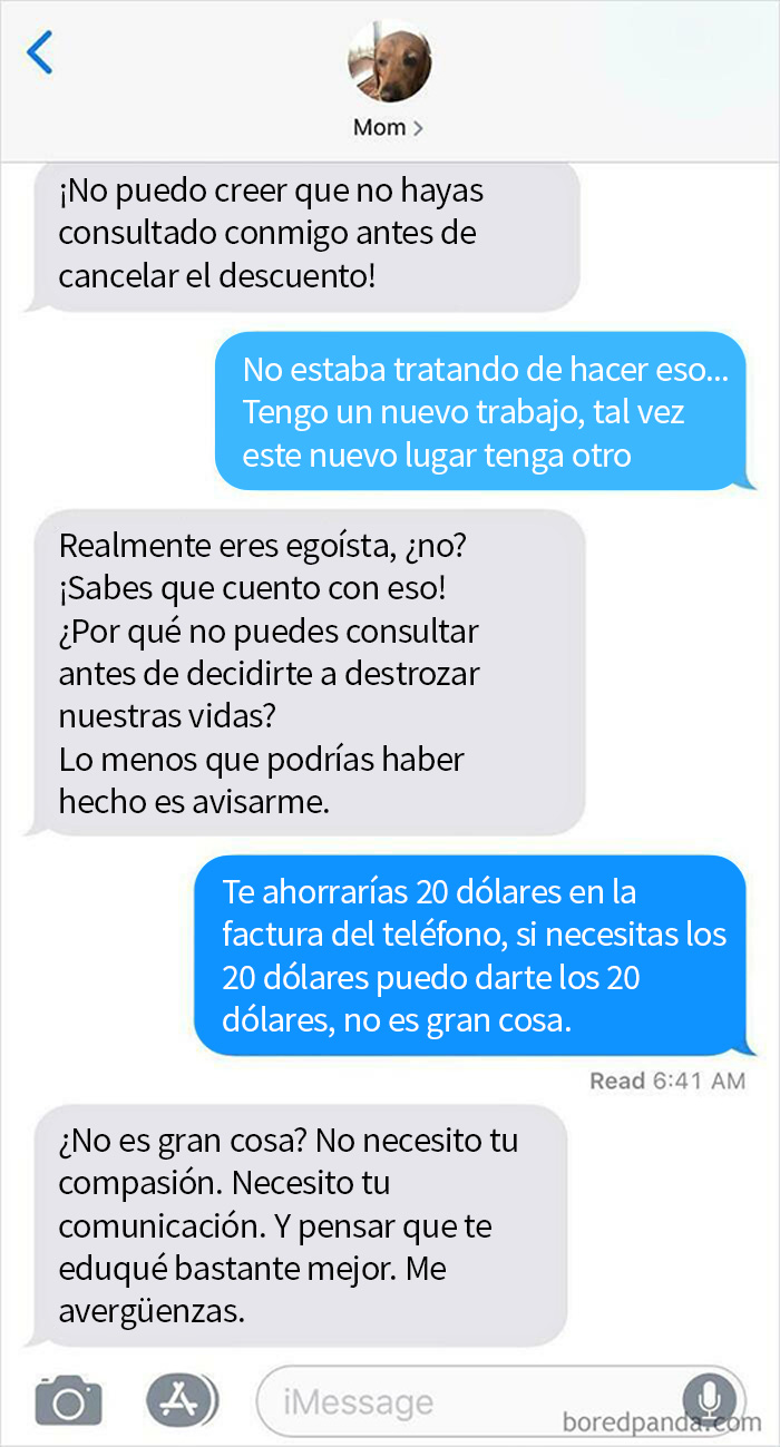 Esta madre enfadada con su hija porque en su trabajo nuevo ya no le hacen descuento en el móvil