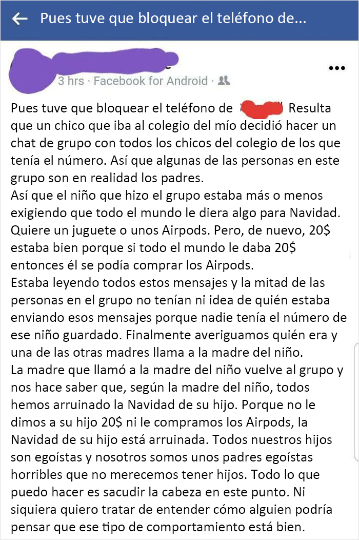 ¡Desconocidos ¿no le dan a mi hijo AirPods o dinero?! ¡Gracias por arruinar su Navidad!