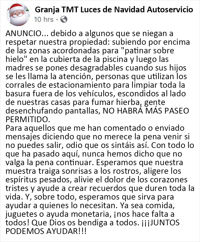 Una familia local lleva años haciendo una aldea navideña. Nunca aceptaron pagos, sólo donaciones. Ellos han abierto un día este año y entonces sucede esto