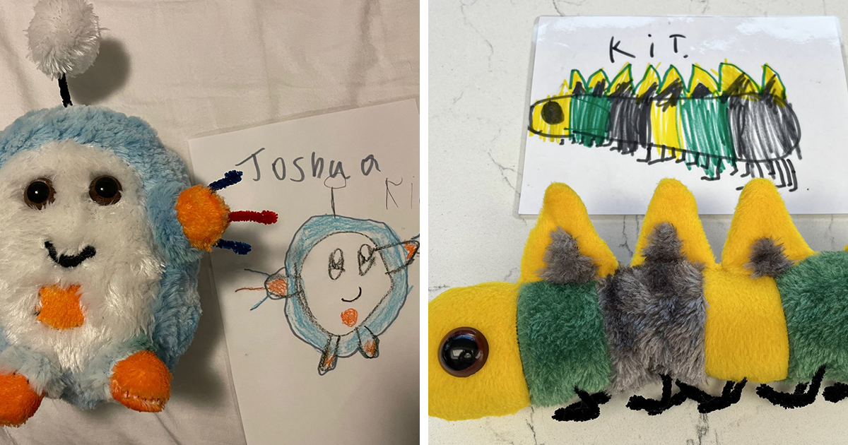 Conozcan a la maestra que se volvió viral por confeccionar peluches adorables basándose en los dibujos de sus alumnos (12 imágenes) | Bored Panda Conozcan a la maestra que se volvió viral por confeccionar peluches adorables basándose en los dibujos de sus alumnos (12 imágenes) | Bored Panda