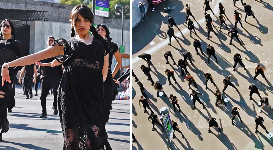 Durante este flashmob se recreó el baile de Merlina en plena Ciudad de México